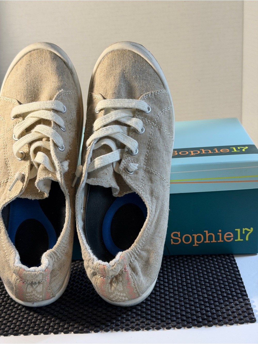 Sophie17 Neutral Tan Canvas Lace-Up Women’s Sneakers